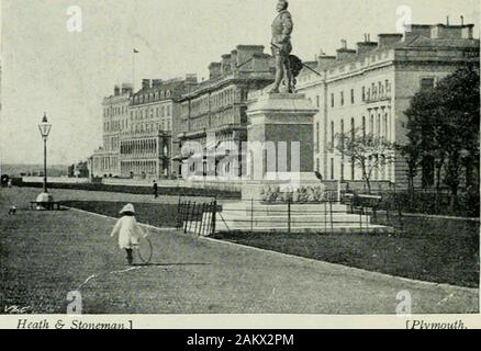 Eine bildhafte und anschauliche Anleitung zu Plymouth, Stonehouse und Devonport mit Exkursionen durch Fluss, Straße und Meer. Plymouth.. Heide & Stoiieman,] Drakes STATUE AUF DER HACKE. Stockfoto