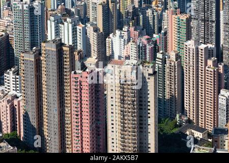 Wolkenkratzer in Hong Kong Island - Wohnungen in Hochhäusern, Hong Kong Island, Hong Kong Asien Stockfoto