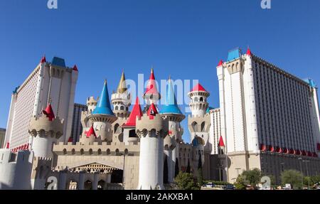 Las Vegas, Nevada - Äußere des Excalibur Resort und Casino auf dem Las Vegas Strip in Las Vegas, Nevada, USA. Stockfoto