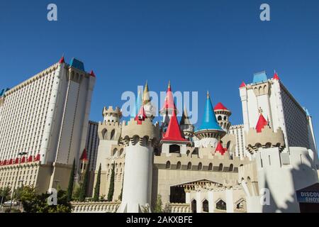 Las Vegas, Nevada - Äußere des Excalibur Resort und Casino auf dem Las Vegas Strip in Las Vegas, Nevada, USA. Stockfoto