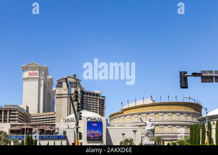 Las Vegas, Nevada, USA - 6. Mai 2019: Außenansicht des Caesars Palace Mega-Resorts und Kasinos am Las Vegas Strip. Stockfoto