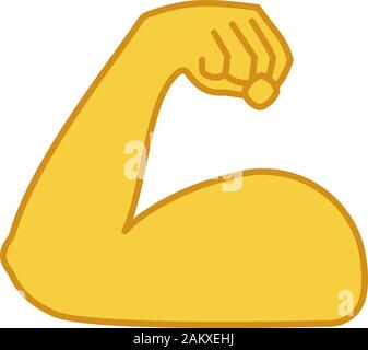 Gebeugt bicep Farbe Symbol. Starke emoji. Muskel. Bodybuilding, Training. Der Mensch arm, Unterarm. Isolierte Vector Illustration Stock Vektor