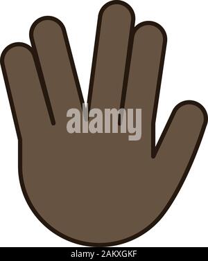 Vulcan salute emoji Farbe Symbol. Leben lang und Geste gedeihen. Hand mit Teil zwischen Mittel- und Ringfinger angehoben. Isolierte Vektor illustratio Stock Vektor