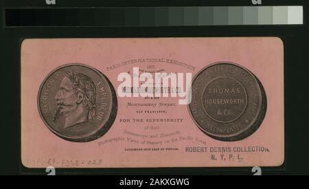 Abschnitt der Großen Baum, 30 Meter im Durchmesser, und Haus über den Stumpf, von den Sentinels von Lawrence & Houseworth und Thomas Houseworth & Co.; Abschnitt der Großen Baum, 30 Meter im Durchmesser, und Haus über den Stumpf, von den Sentinels. Stockfoto