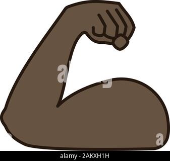 Gebeugt bicep Farbe Symbol. Starke emoji. Muskel. Bodybuilding, Training. Der Mensch arm, Unterarm. Isolierte Vector Illustration Stock Vektor