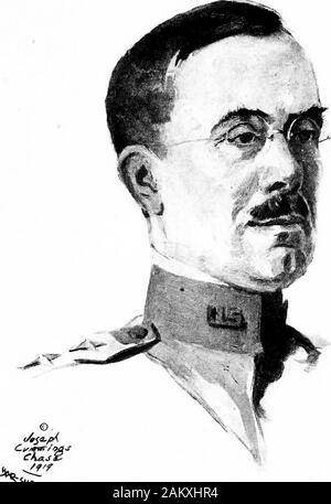 Soldaten alle; Portraits und Skizzen der Männer der AEF. . [289]. • K^fi. BRIGADIER GENERAL BENJAMIN D. FOULOIS kam in Frankreich, 12. November 1917. Aufgaben: Leiter der Air Service, November 17, 1917 - Mai, 1918; Leiter der Air Service, erste Armee, Mai 1918 - Juli 1918; Assistent Leiter der Air Service, A. E.F., Juli, 1918. Geboren: Connecticut, 9. Dezember 1879. Für besonders verdienstvolle Leistungen durch den zitierten Commander-in-chief, A. E. F. [293] Stockfoto