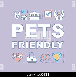 Haustiere Hotel Wort Konzept Banner. Tiere Tierschutz. Pet care. Veterinärdienst, Klinik. Präsentation, Website. Isolierte schrift Typografie i Stock Vektor