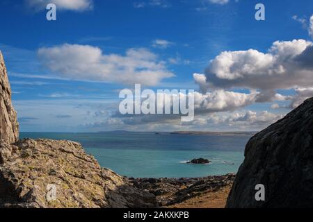 ST Ives Bay aus Clodgy Point, St Ives, Cornwall, England, Großbritannien Stockfoto