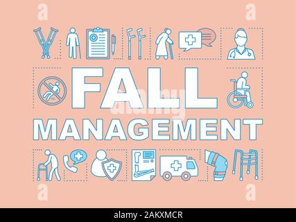 Herbst management Wort Konzepte Banner. Arm Bruch. Trauma, Verletzung. Erste Hilfe. Notfall orthopädische Hilfe. Präsentation, Website. Isolierte Schriftzug ty Stock Vektor