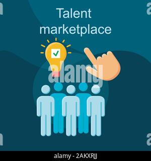 Talent Marktplatz flachbild Konzept Vektor icon. Recruiting Prozess Idee cartoon Abbildungen in Farbe gesetzt. Talent Acquisition. Die Gewinnung qualifizierter Mitarbeiter. Stock Vektor