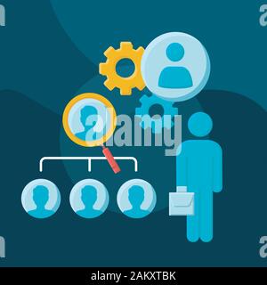 Recruiting Prozess flachbild Konzept Vektor icon. Talent Acquisition Idee cartoon Abbildungen in Farbe gesetzt. Arbeitsverteilung. Business Strategie. Employmen Stock Vektor