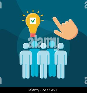 Talent Marktplatz flachbild Konzept Vektor icon. Recruiting Idee cartoon Abbildungen in Farbe gesetzt. Human Resource Management. Die Gewinnung der Mitarbeiter. Talent ein Stock Vektor