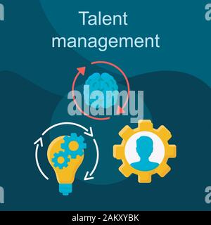 Talent Management flachbild Konzept Vektor icon. Die Entwicklung und Beibehaltung der Mitarbeiter Idee cartoon Abbildungen in Farbe gesetzt. Arbeitnehmer Ausbildung, Mentoring Stock Vektor