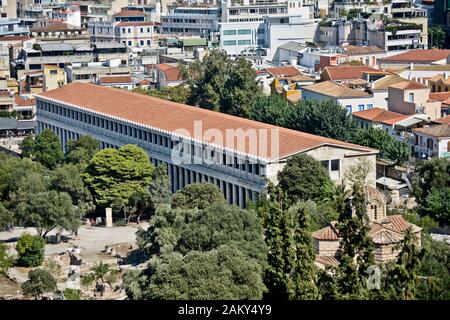 Athen: Stoa des Attalos, innerhalb der antiken Agora. Griechenland Stockfoto