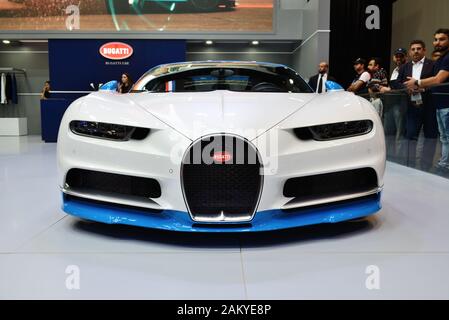 DUBAI, VAE - November 16: Der Bugatti Chiron Sportwagen ist Auf der Dubai Motor Show 2019 Am 16. November 2019 Stockfoto