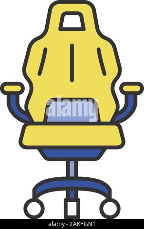 Gaming Sessel Farbe Symbol. Ergonomischer Stuhl. Esports Ausrüstung. Gaming komfortable Umgebung. Isolierte Vector Illustration Stock Vektor