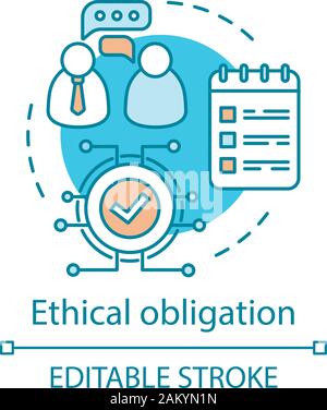 Ethische Verpflichtung Konzept Symbol. Business ethics Idee dünne Linie Abbildung. Haftung, Verpflichtung. Die Rechte der Arbeitnehmer. Arbeitsvertrag. Vect Stock Vektor