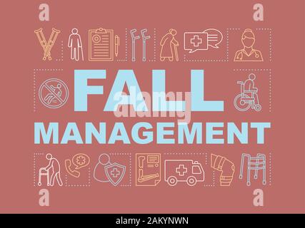 Herbst management Wort Konzepte Banner. Arm Bruch. Trauma, Verletzung. Präsentation, Website. Erste Hilfe. Notfall orthopädische Hilfe. Isolierte Schriftzug ty Stock Vektor