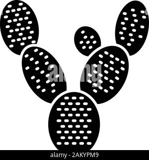 Bunny Ohren Kaktus glyph Icon. Opuntia microdasys. Feigenkakteen. Mexikanische exotischen Pflanzen. Silhouette Symbol. Negativer Platz. Vektor isoliert illust Stock Vektor