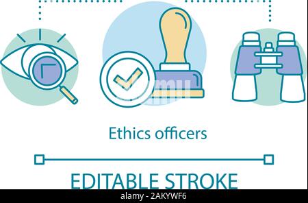 Ethics Officers Konzept Symbol. Unternehmenspolitik Untersuchung Idee dünne Linie Abbildung. Wirtschaftsethiker. Konflikte, Probleme Auflösung manager Stock Vektor