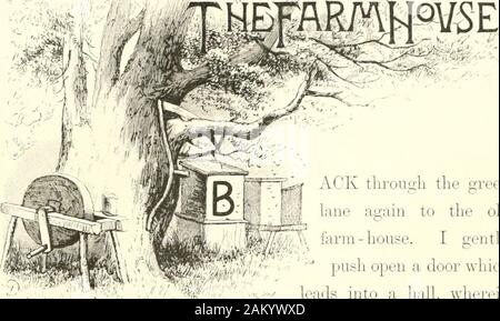 New England bygones. ii;^; l. ACK über das greenlane ao-Ain zu den alten^^: j:. i&gt; j/^ Farm-house. Ich sanft •,";?,;;;;;;;;,? •.,?; pusli Öffnen Sie eine tloor whichleads in eine Halle, whereinI haben Sported entfernt manya Tag in der Kindheit. Am anderen Ende der Halle ist anotherdoor, durch!j; h Die kamen, fbrtv Jahre Aso, der Geruch von süßen - Brier und Geißblatt. Ich Zehenspitzen über den empfindlichen Boden andlook heraus. Feld - Düfte grüße mir so vertraut, dass ich bin, zu glauben, dass viele Dinge nicht wurden, und dass die Liebe alte Tage haben.; almostdazed zurück kommen. Sobald eine Bank und basinstood neben dieser Tür, wo Tir Stockfoto