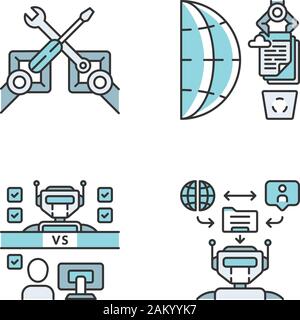 RPA farbige Symbole gesetzt. Klerikalen Process Automation Technology. Vorteile der Verwendung von Robotern. RPA-tools, Web Data schaben, Sammeln, bot vs. Isola Stock Vektor
