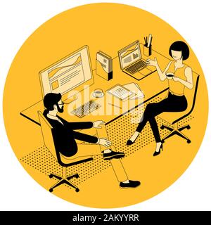 Isometrische vector Business Communication Stock Vektor
