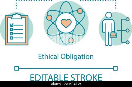 Ethische Verpflichtung Konzept Symbol. Business ethics Idee dünne Linie Abbildung. Corporate Liability, Engagement, Integrität. Die Rechte der Arbeitnehmer schützen. Vec Stock Vektor
