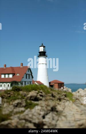 Portland Head Lighthouse an EINEM klaren Sommertag Stockfoto