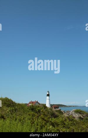 Portland Head Lighthouse an EINEM klaren Sommertag Stockfoto