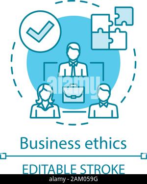 Business ethics Konzept Symbol. Unternehmenspolitik Idee dünne Linie Abbildung. Führung. Partnerschaft. Team Management. Die Entscheidungsfindung. Problemlösung Stock Vektor