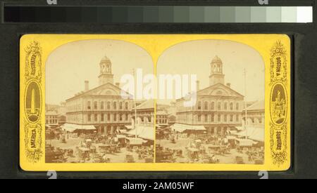 Stereoskopische Ansichten von der Faneuil Hall, dem Quincy und Washington, Boston, Massachusetts, stereoskopische Ansichten von der Faneuil Hall, dem Quincy und Washington, Boston, Massachusetts; stereoskopische Ansichten von der Faneuil Hall, dem Quincy und Washington, Boston, Massachusetts. Stockfoto