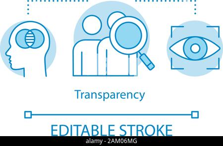 Transparenz Konzept Symbol. Ehrlichkeit Idee dünne Linie Abbildung. Offenheit, Aufrichtigkeit. Zuverlässigkeit. Vertrauenswürdigkeit. Unternehmenspolitik. Business ethics. Stock Vektor