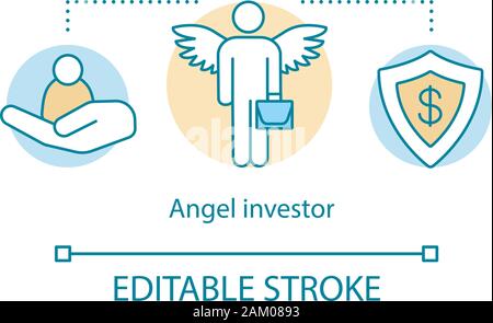 Angel Investor Konzept Symbol. Finanzielle Unterstützung. Business Mentor, Assistant. Informelle Investor. Versicherungsagent Idee dünne Linie Abbildung. Vektor iso Stock Vektor