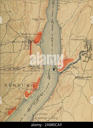 Bulletin - New York State Museum. angezeigt, während theice noch in diesem Bereich blieb das Niveau der stehendes Wasser in theneighboring Fluss viel l war) elow, der 100 Fuß Terrasse. Terrassen in der Gegenwart aus Eis sind ausnahmslos über Schweregrad der ständigen W^ater in der extraglacial Region. Von thefacts am neuen Hand) urg unten beschrieben es w^Ould scheinen, als ob der vorgeschriebenen in der abl&gt; en Hudson Schlucht wurde in dieser Phase nicht muchabove 100 Fuß höher als es jetzt ist. Nördlich von newburg die Fläche mit Blick auf den Fluss auf der Seite Hasan eioded Aussehen, Vermischung mit der Vergletscherten Region theweste Stockfoto