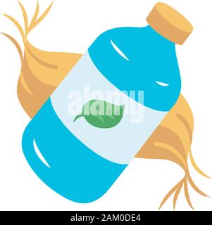 Eco Shampoo flache Bauweise lange Schatten Farbe Symbol. Handgefertigte null Abfall tauschen. Bio Kosmetik. Natürliches Shampoo. Umweltfreundliche, Chemikalien free Hair Care p Stock Vektor