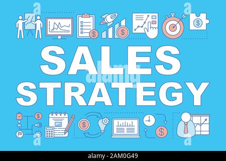 Vertriebsstrategie Wort Konzepte Banner. Unternehmen strategische Business Plan. Zielgerichtete Ansatz. Präsentation, Website. Isolierte schrift Typografie Idee w Stock Vektor