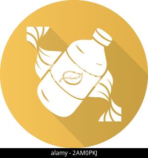 Eco Shampoo flache Bauweise lange Schatten glyph Icon. Bio Kosmetik. Natürliches Shampoo. Umweltfreundliche, Chemikalien free Hair Care Produkt. Wiederverwendbare, Recyceln Stock Vektor