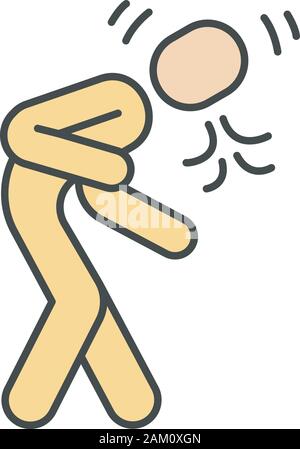 Husten, Niesen Farbe Symbol. Allergisches Asthma. Atemwegserkrankungen, Bronchitis Symptom. Ansteckendes Virus, kalt. Frühling Baum Pollen saisonale Allergien r Stock Vektor