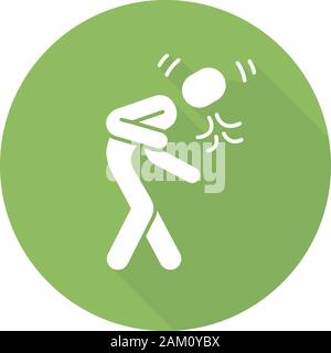 Husten, Niesen flache Bauweise lange Schatten glyph Icon. Allergisches Asthma. Grippe, Erkältung, Atemwegserkrankungen, Bronchitis Symptom. Frühling, Sommer pollen Meere Stock Vektor