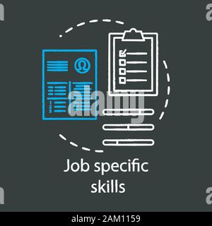 Job spezifische Fähigkeiten chalk Konzept Symbol. Unternehmen Personalbeschaffung, Einstellung. Vorstellungsgespräch, Kandidaten cv. Arbeit position Anwendung. Hard Skills Liste employe Stock Vektor