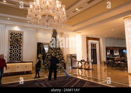 Las VEGAS, USA - 26. NOVEMBER: Internationales Trump Tower-Hotel in Las Vegas am 26. November 2019 in Las Vegas, USA. Stockfoto