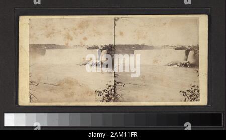 Die amerikanische Fallen, von der kanadischen Seite Blick auf die Niagara Fälle, Stromschnellen, Inseln, Hotels, Brücken, Zügen, Treppen, Fähren, Terrepin Tower, die sechs Nationen indischen Store, Touristen, Farmen in der Gegend und Blondin auf der Gratwanderung. Enthält vier handkolorierte Ansichten. Robert Dennis Sammlung von stereoskopische Ansichten. Einige Ansichten sind fotografiert von George N. Barnard (siehe: Davis, Keith F.: George N. Barnard, Fotograf von Sherman's Campaign, 1990.) Titel ausgedacht. Ansichten sind gezählt: 46, 125, 624, 626, 628, 630-633, 635, 637-639, 641, 643-648, 651, 665, 666, 832, 856, 879, 1369, 1379, 1382, 138 Stockfoto