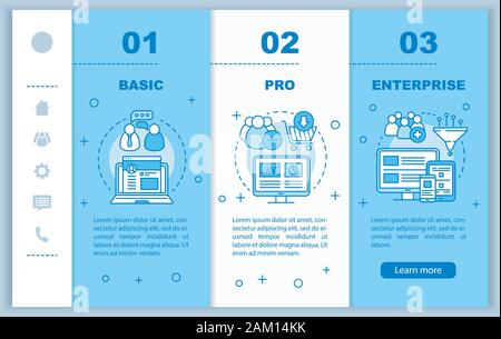 Digitales Marketing tools Abonnement Onboarding mobile web Seiten vektor Vorlage. Reaktionsschnelle smartphone website Schnittstelle Idee, lineare Abbildungen. Stock Vektor
