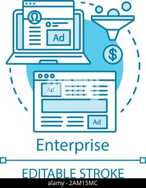 Enterprise Konzept Symbol. CRM-Abonnement tarif Idee dünne Linie Abbildung. Client-ID. Kunden Datenbank. Vektor isoliert Umrisse zeichnen. Cus Stock Vektor
