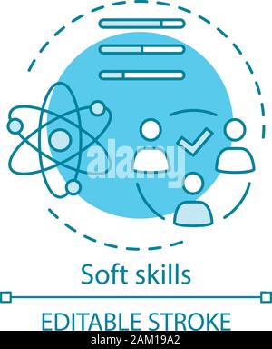 Soft skills türkis Konzept Symbol. Teamwork Idee dünne Linie Abbildung. Zwischenmenschliche Entwicklung, Führung, professionelle Beziehung. Human Reso Stock Vektor