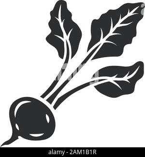 Radieschen glyph Icon. Landwirtschaft Anlage. Ökologische Lebensmittel. Pflanzliche Farm. Vegane und vegetarische Kost. Gesunde Ernährung. Diät. Vitamin. Silhouette Symbol. Ne Stock Vektor