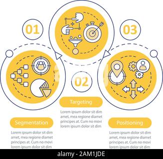 STP Infografik Vorlage. Business Presentation Design Elemente. Marktstrategie. Daten Visualisierung mit 3 Schritte und Optionen. Prozess Timeline Chart. Stock Vektor