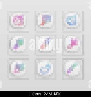 Gemüse App Icons einstellen. Kürbis, Zuckerrüben, Mais, Tomaten, Pfeffer. Vitamin- und Ernährung. Gesunde Ernährung. UI/UX-Benutzeroberfläche. Web oder mobile Anwendungen. Stock Vektor