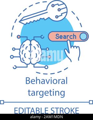 Behavioral Targeting Begriff Symbol. Das Verhalten der Idee, dünne Linie Abbildung. Verhaltensanalysen für Marketing vector isoliert Umrisse zeichnen. Cust Stock Vektor